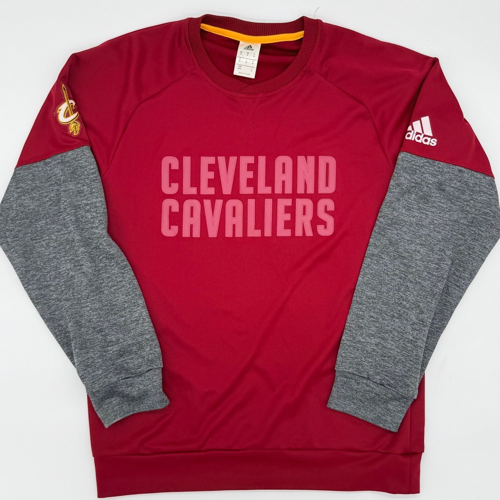 Adidas Cleveland Cavaliers Mens Sweatshirt Maroon Gray Colorblock Pullover‎ L